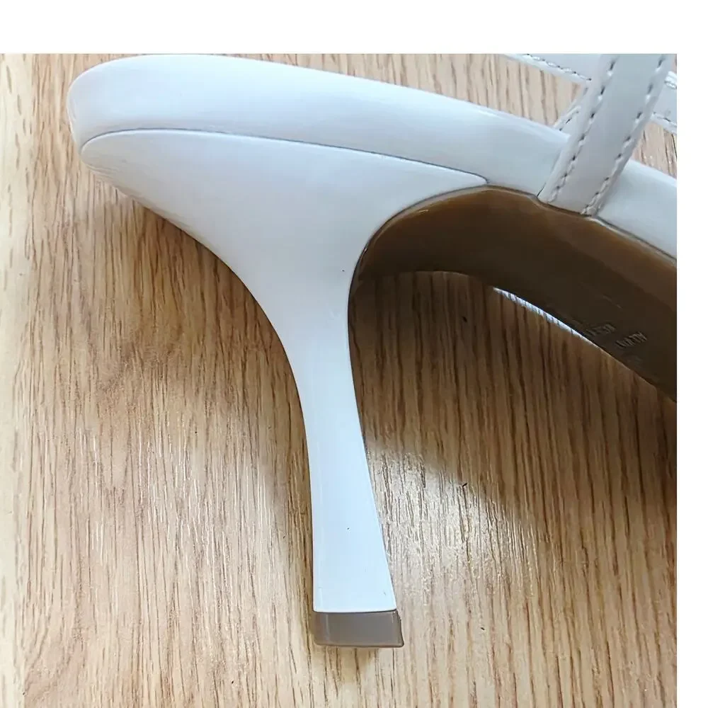 New Marc Fisher Heels 8.5M White Woven Pointed Toe Slingback Bridal Wedding